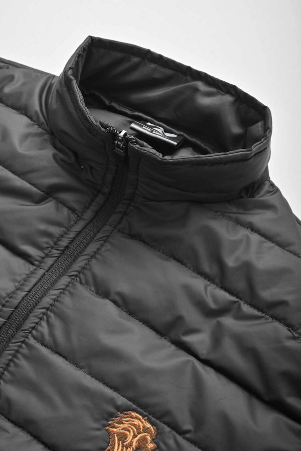Elo Burnt Soul Men's Lion Logo Embroidered Body Warmer Puffer Gilet Black