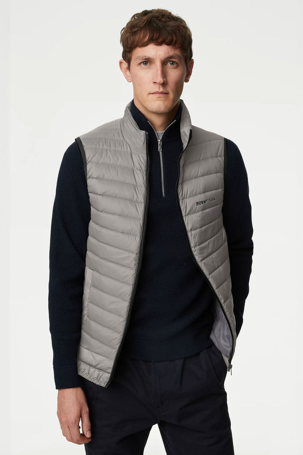 Elo Burnt Soul Men's Logo Embroidered Body Warmer Puffer Gilet Grey