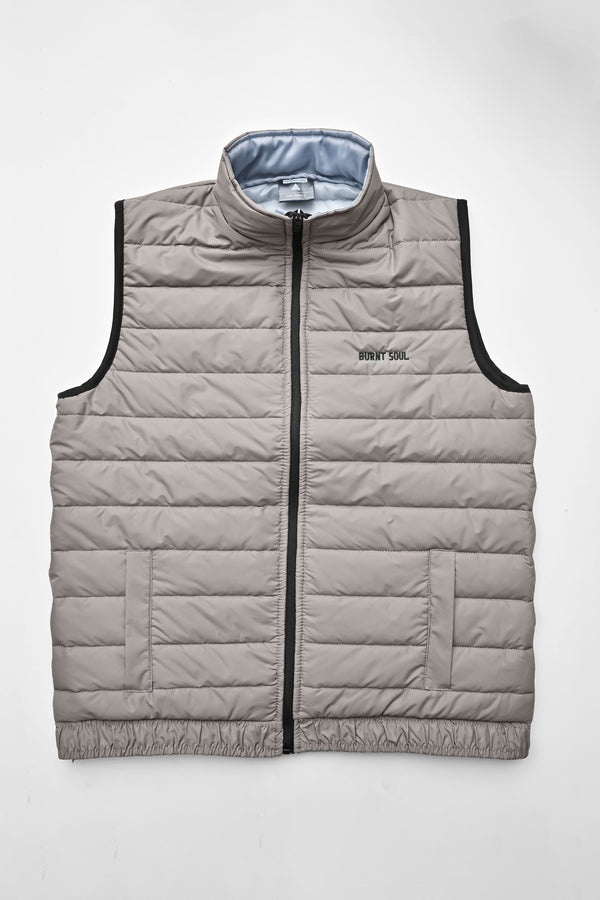 Elo Burnt Soul Men's Logo Embroidered Body Warmer Puffer Gilet Grey
