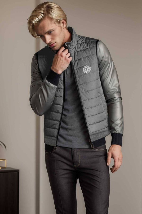 Elo Burnt Soul Men's Logo Embroidered Body Warmer Puffer Gilet Graphite