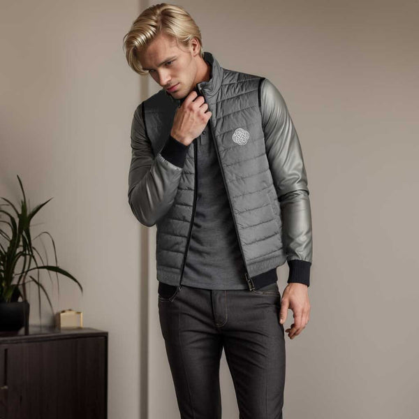 elo Burnt Soul Men's Logo Embroidered Body Warmer Puffer Gilet Graphite