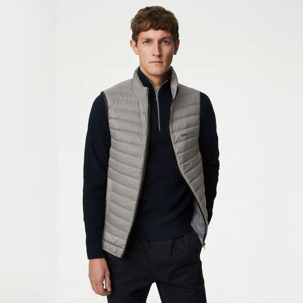 elo Burnt Soul Men's Logo Embroidered Body Warmer Puffer Gilet Grey