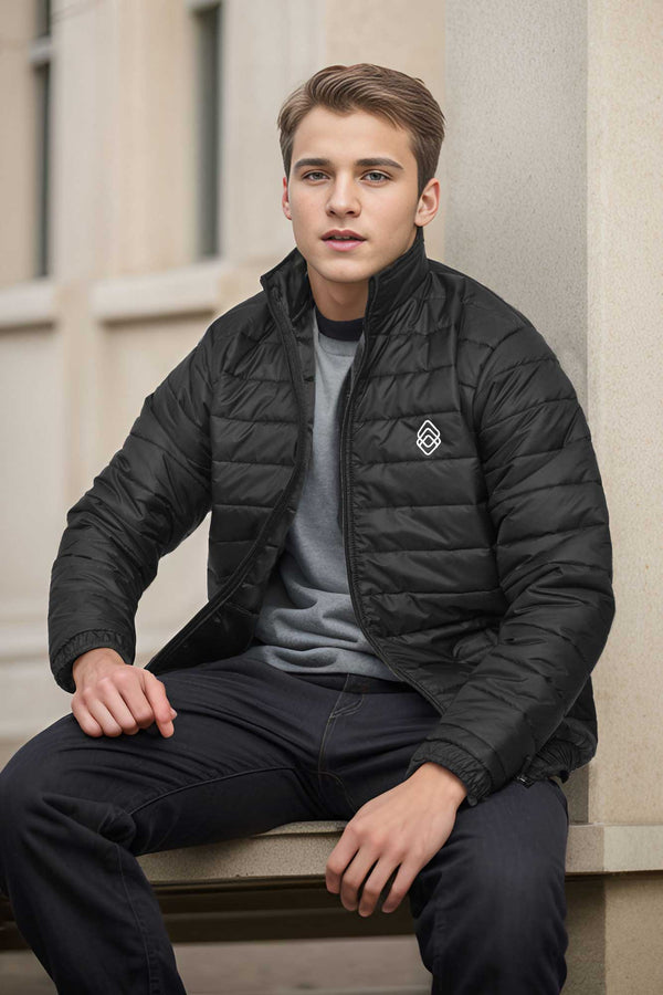 Elo Burnt Soul Men's Logo Embroidered Design Puffer Jacket Black Logo