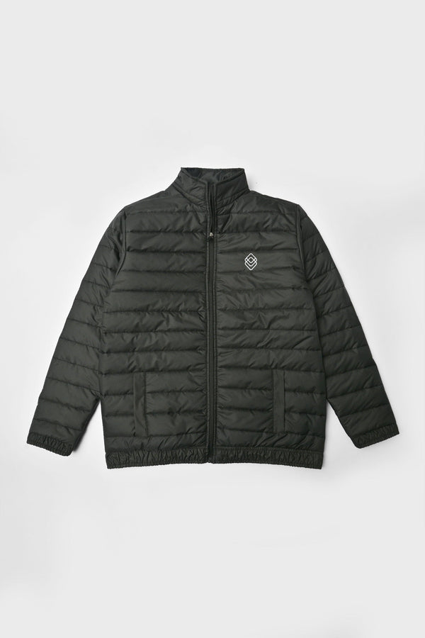 Elo Burnt Soul Men's Logo Embroidered Design Puffer Jacket Black Logo
