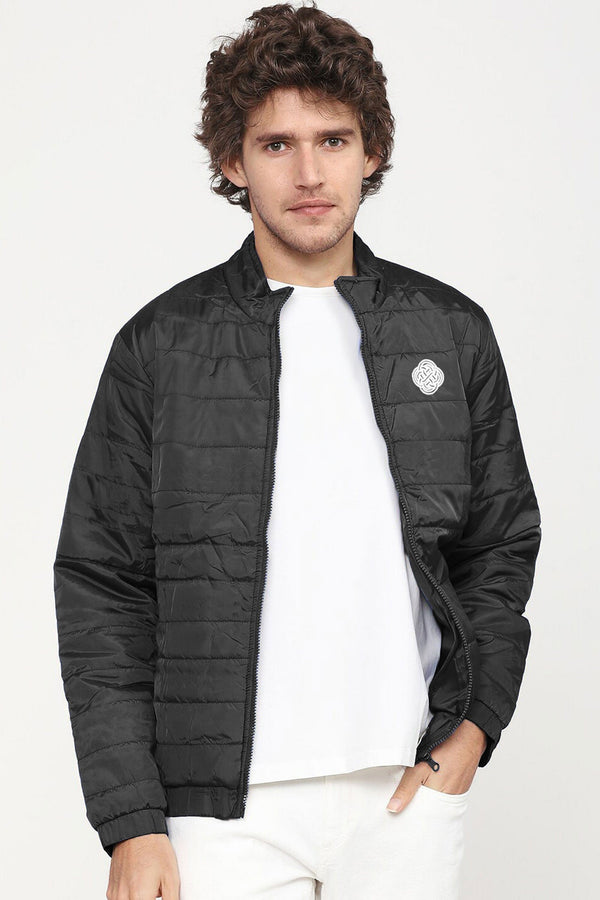 Elo Burnt Soul Men's Logo Embroidered Long Sleeve Puffer Jacket Black