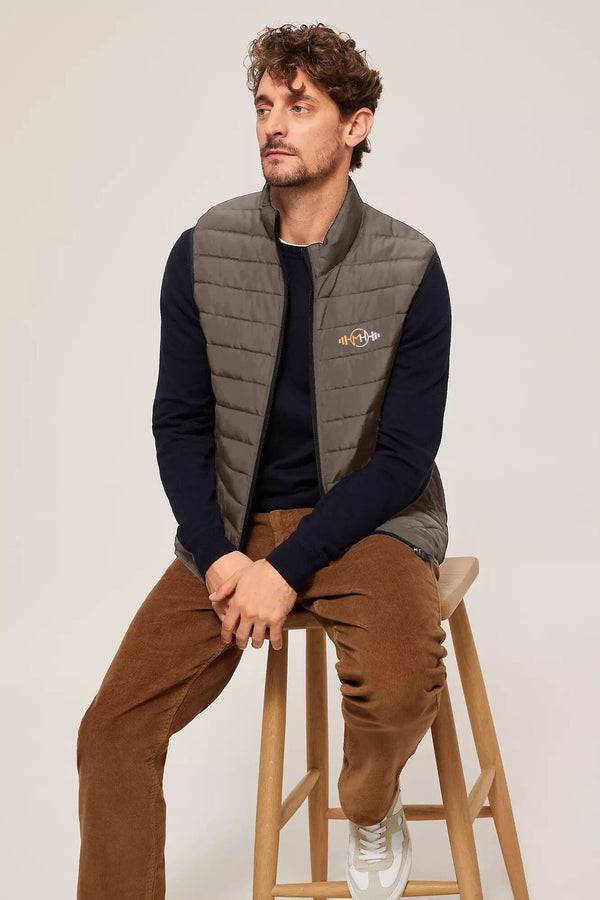 Elo Burnt Soul Men's MH Embroidered Body Warmer Puffer Gilet Brown