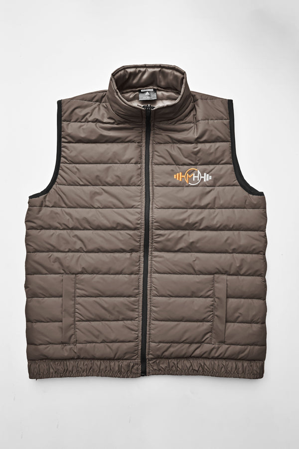 Elo Burnt Soul Men's MH Embroidered Body Warmer Puffer Gilet Brown