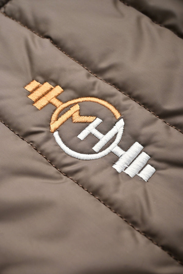 Elo Burnt Soul Men's MH Embroidered Body Warmer Puffer Gilet Brown