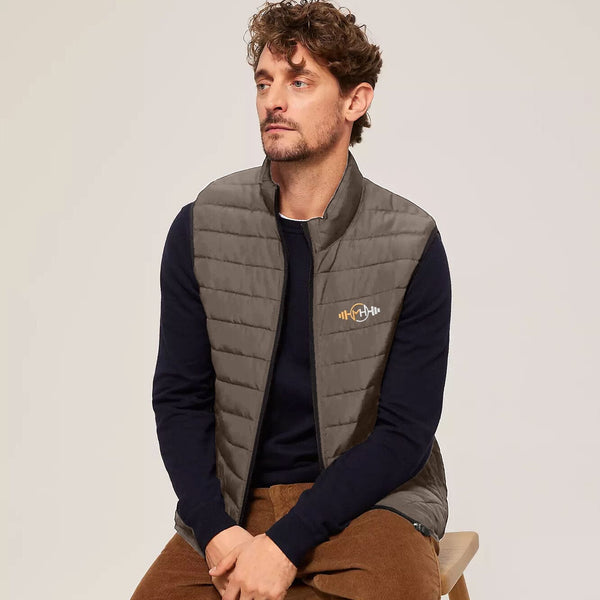 elo Burnt Soul Men's MH Embroidered Body Warmer Puffer Gilet Brown