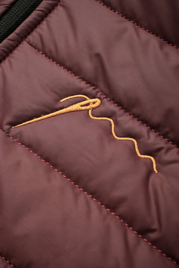 Elo Burnt Soul Men's Needle & Thread Embroidered Body Warmer Puffer Gilet Maroon