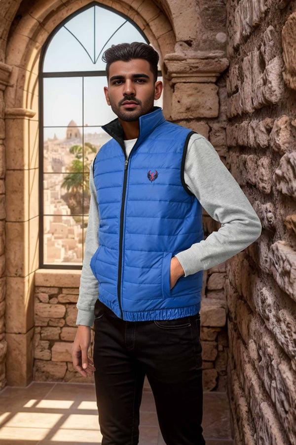 Elo Burnt Soul Men's Phoenix Embroidered Body Warmer Puffer Gilet Royal
