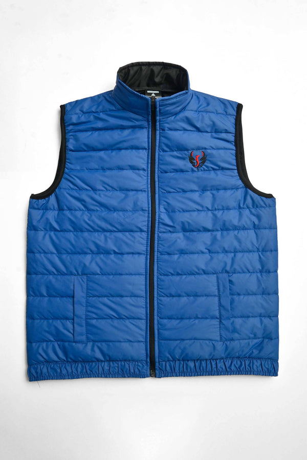 Elo Burnt Soul Men's Phoenix Embroidered Body Warmer Puffer Gilet Royal