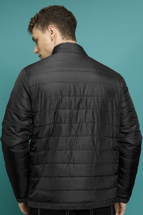Elo Burnt Soul Men's Phoenix Embroidered Long Sleeve Puffer Jacket Black