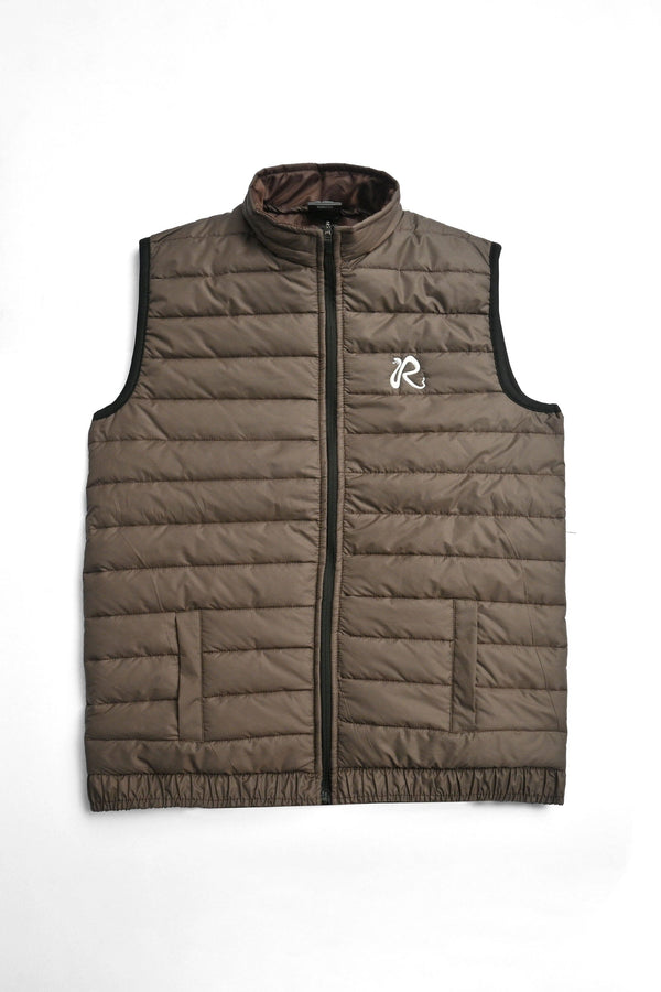 Elo Burnt Soul Men's R Embroidered Body Warmer Puffer Gilet Brown