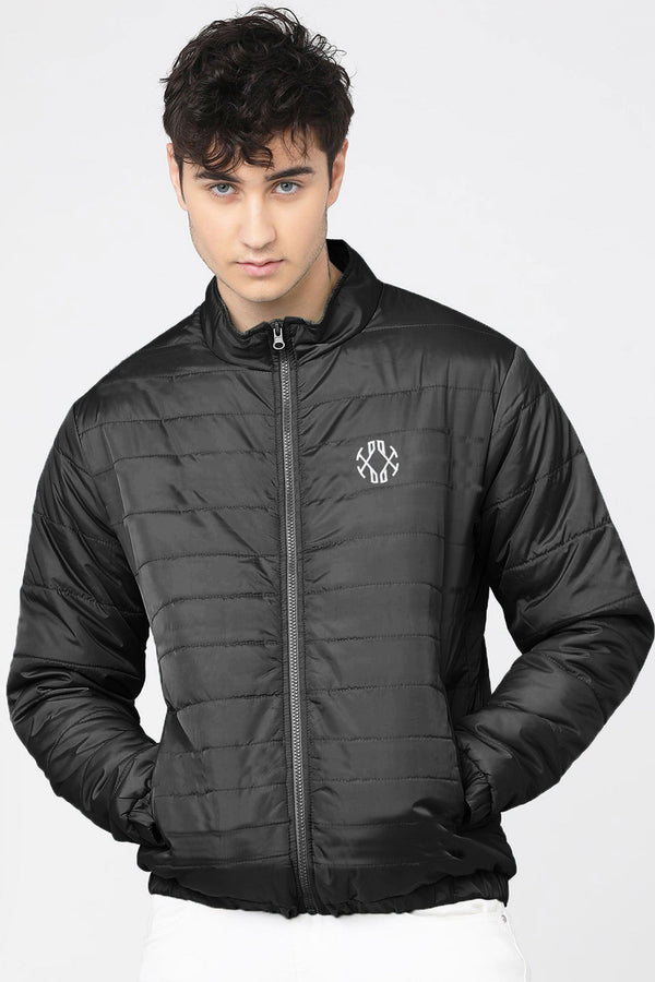 Elo Burnt Soul Men's Spitak Embroidered Design Puffer Jacket Black Spitak