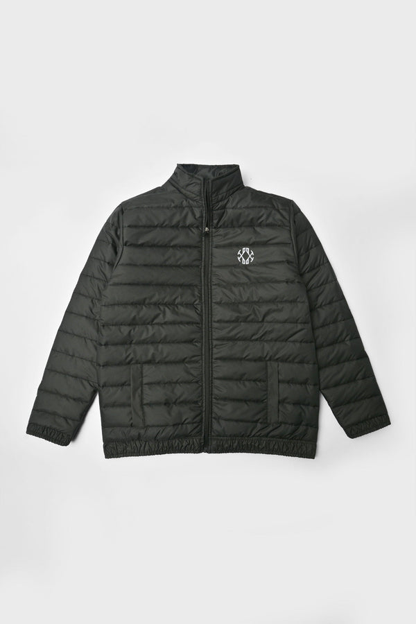 Elo Burnt Soul Men's Spitak Embroidered Design Puffer Jacket Black Spitak