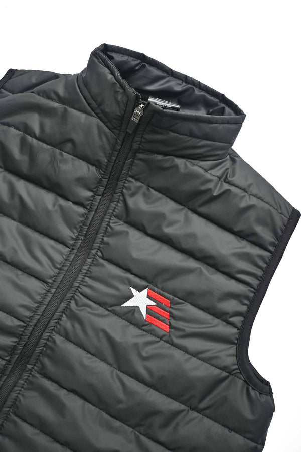 Elo Burnt Soul Men's Star Embroidered Body Warmer Puffer Gilet Black