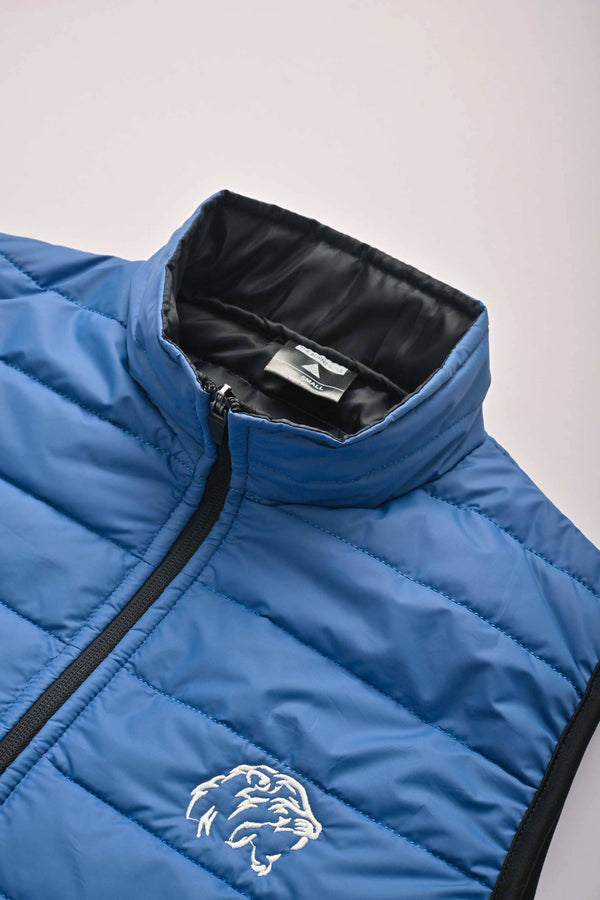 Elo Burnt Soul Men's Tiger Embroidered Body Warmer Puffer Gilet Royal