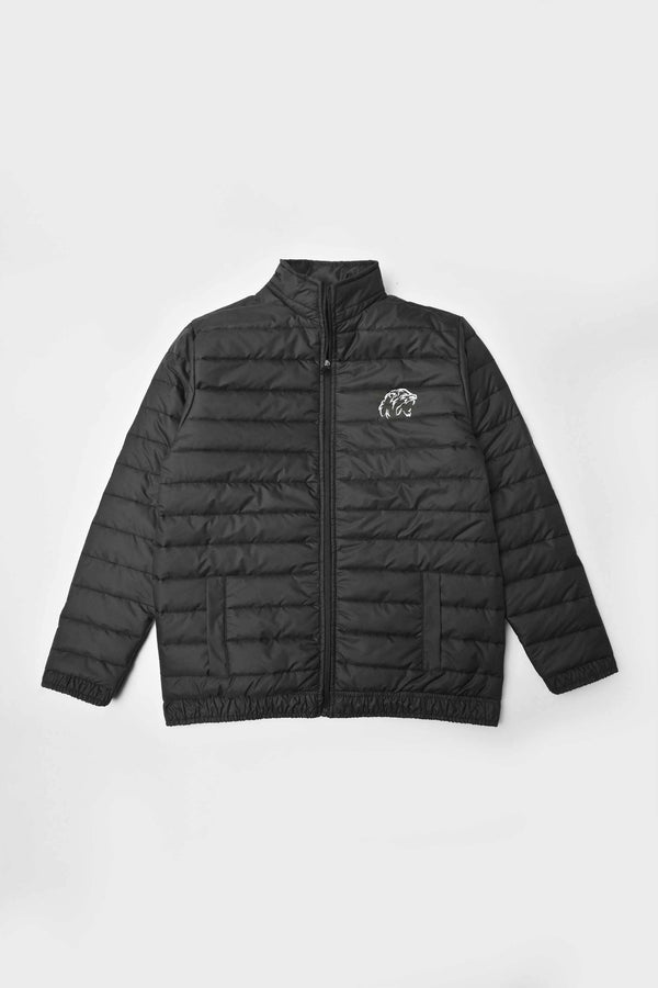 Elo Burnt Soul Men's Tiger Embroidered Long Sleeve Puffer Jacket Black
