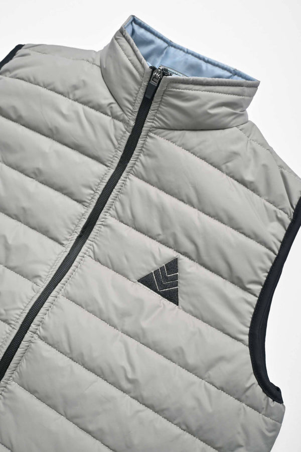 Elo Burnt Soul Men's Triangle Embroidered Body Warmer Puffer Gilet Grey