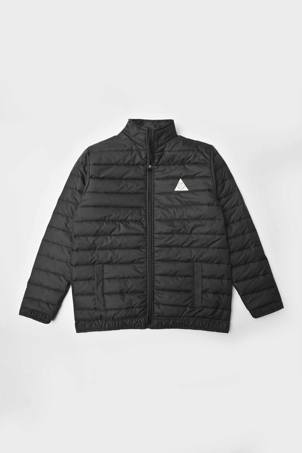 Elo Burnt Soul Men's Triangle Embroidered Long Sleeve Puffer Jacket Black
