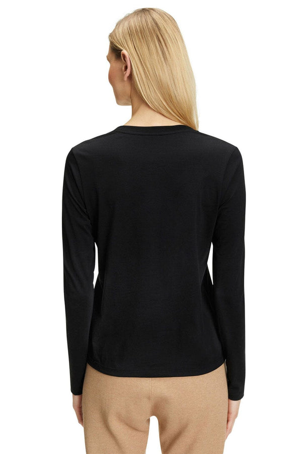 Elo BYD Elegance: Women's Full-Sleeve V Neck 100% Combed Cotton Tee Navy