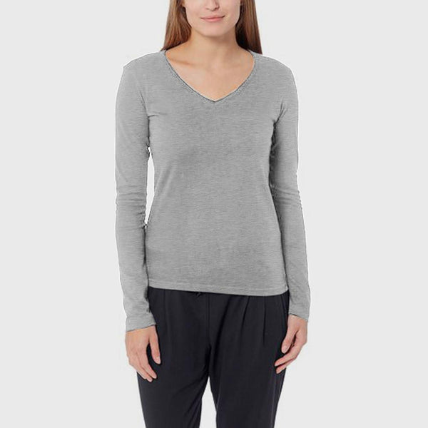 Elo BYD Elegance: Women's Full-Sleeve V Neck 100% Combed Cotton Tee Navy