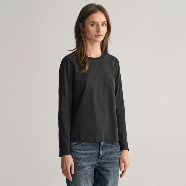 elo BYD Women's Long-Sleeve Tee: Elegance in 100% BCI Combed Cotton Black