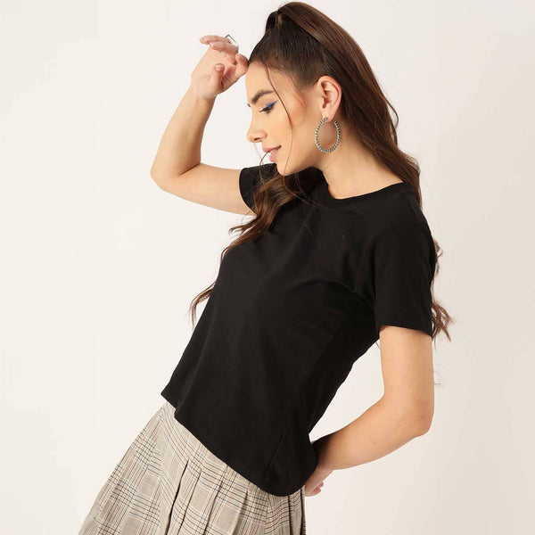 elo BYD Women's Short-Sleeve Tee with Feminine Cut Neck: Pure BCI Combed Cotton Black