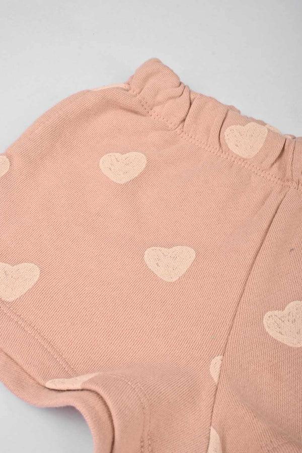 Elo C&A Girl's Heart Printed Terry Shorts Powder Pink