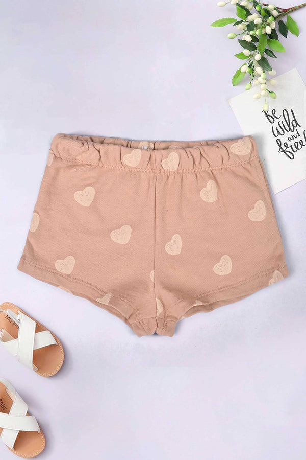 elo C&A Girl's Heart Printed Terry Shorts Powder Pink