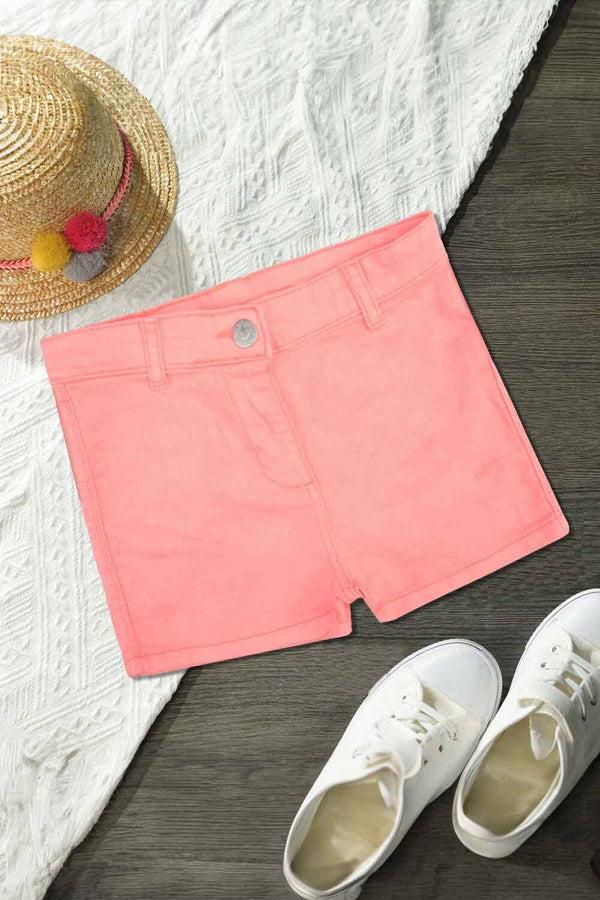 elo Candy Denim Girl's Lagos Denim Shorts Coral Pink