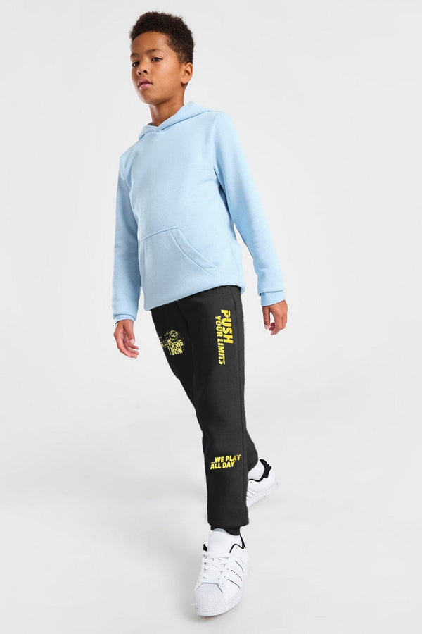 Elo Chapter Young Boy's Push Your Limits Printed Fleece Jogger Pants Black