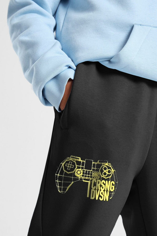 Elo Chapter Young Boy's Push Your Limits Printed Fleece Jogger Pants Black