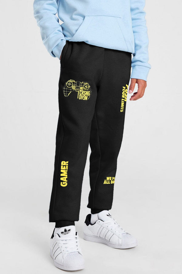 elo Chapter Young Boy's Push Your Limits Printed Fleece Jogger Pants Black