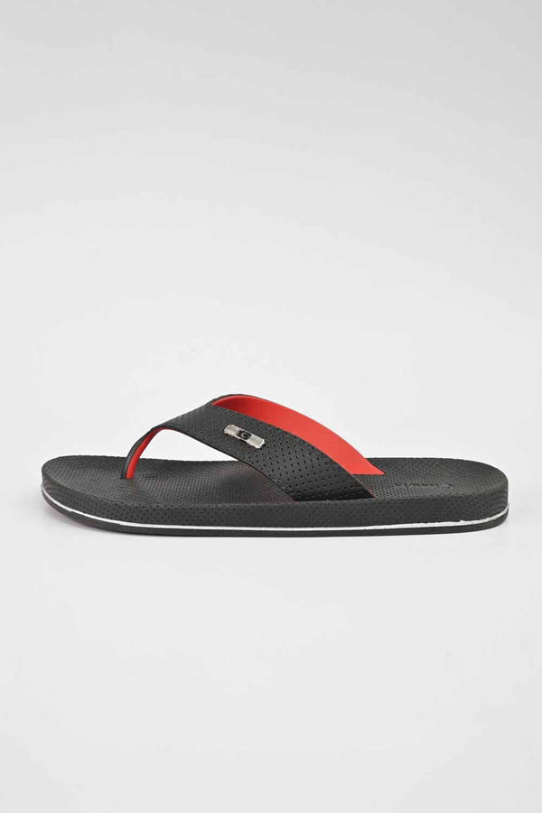 Elo Chawla Men's Straps Design Flip Flop Slippers Black & Red