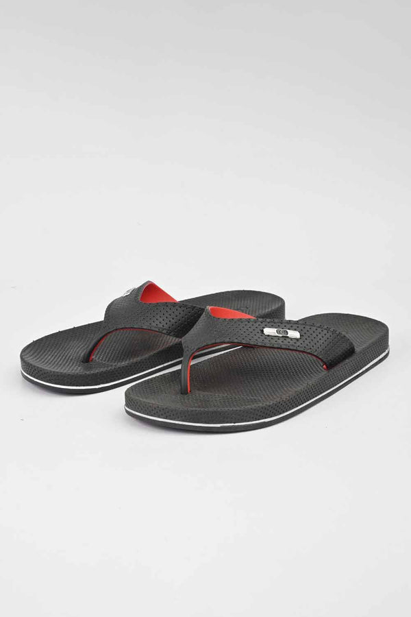 Elo Chawla Men's Straps Design Flip Flop Slippers Black & Red