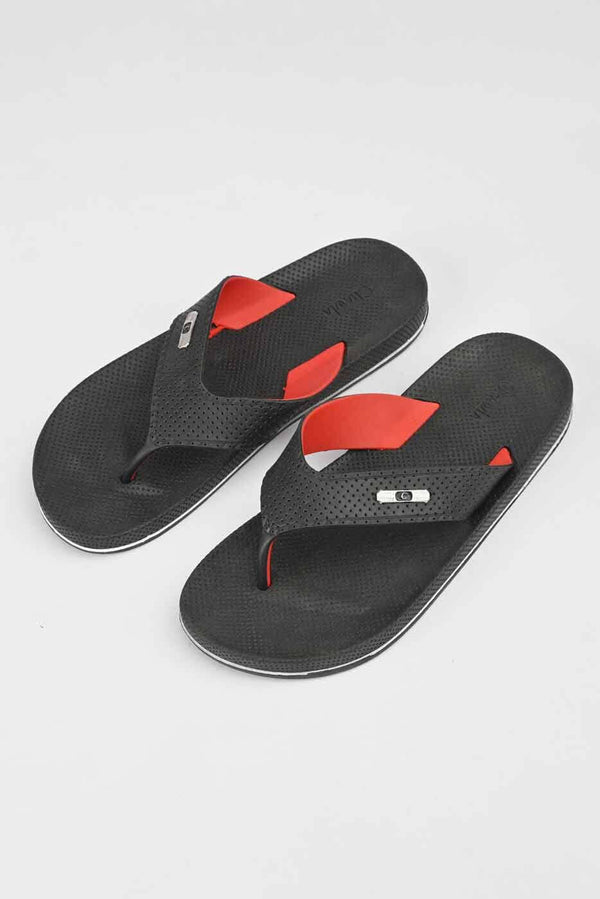 elo Chawla Men's Straps Design Flip Flop Slippers Black & Red