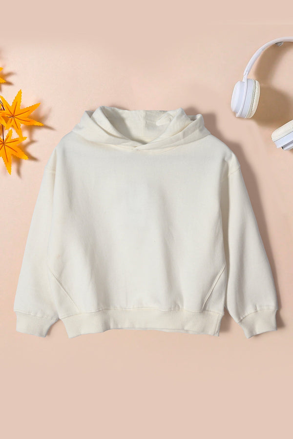 elo Code Girl's Premium Fleece Pullover Hoodie Off White