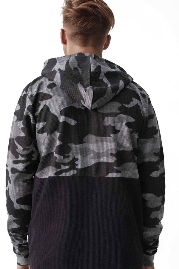 Elo CS Men's Camo Waffle Knit Pullover Hoodie Black