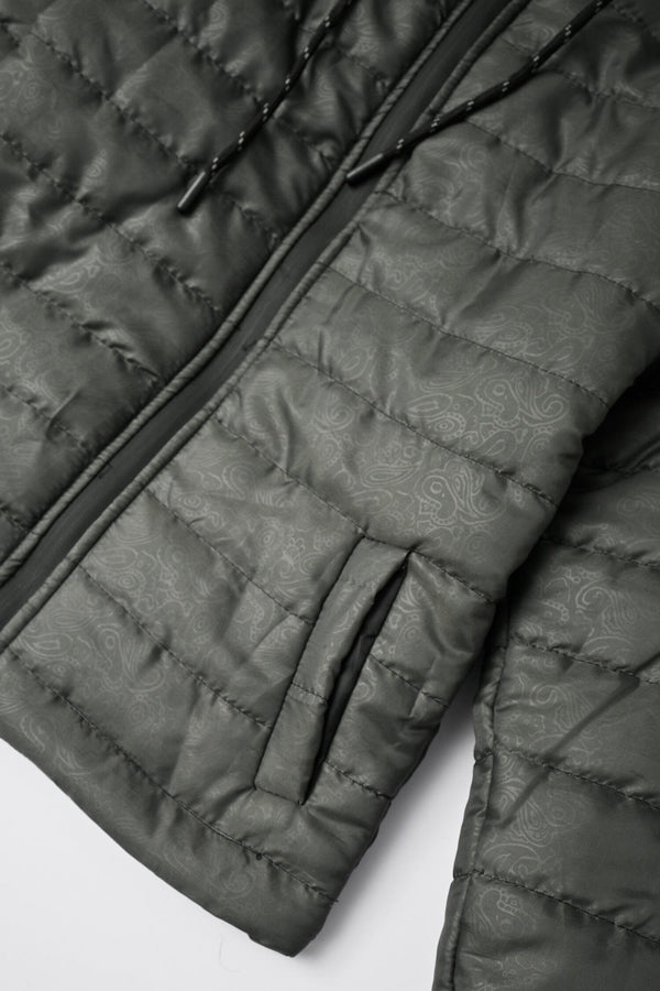 Elo Cut Label Boy's Paisley Pattern Hooded Puffer Jacket Graphite