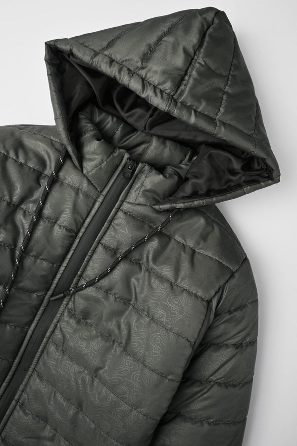 Elo Cut Label Boy's Paisley Pattern Hooded Puffer Jacket Graphite