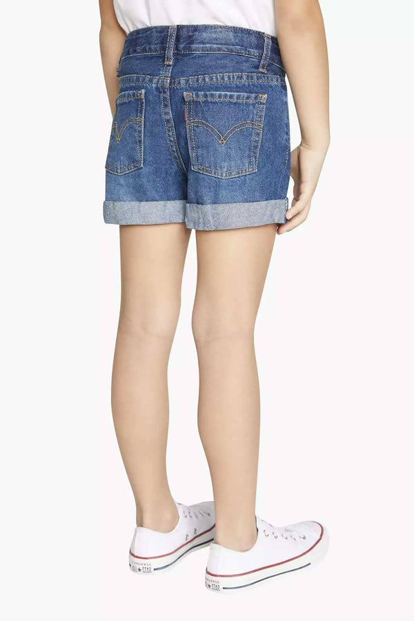Elo Cut Label Girl's Folded Bottom Denim Shorts Sky