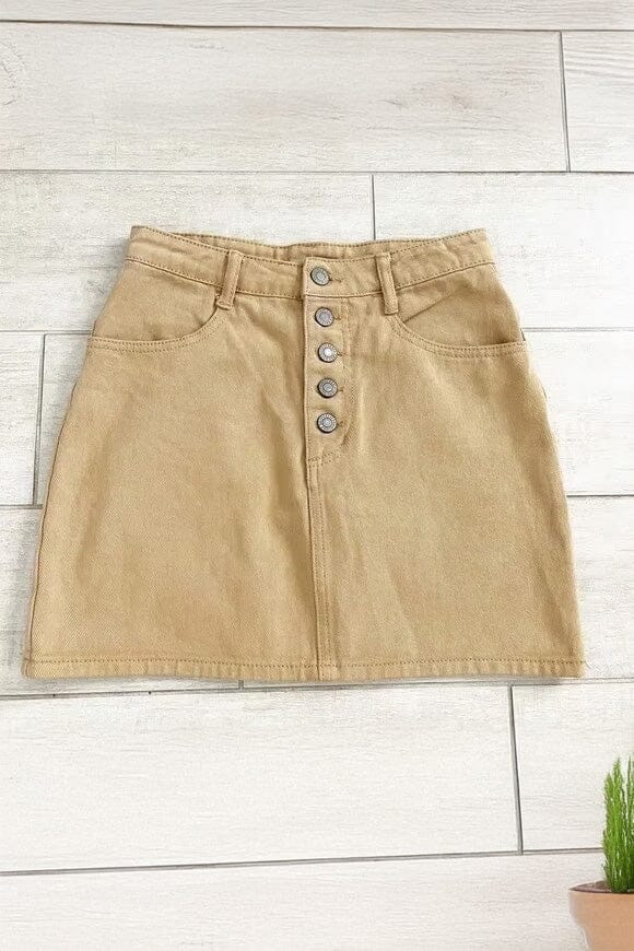 Elo Cut Label Girl's Premium Denim Skirt Light Brown