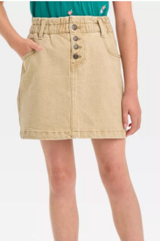 elo Cut Label Girl's Premium Denim Skirt Light Brown