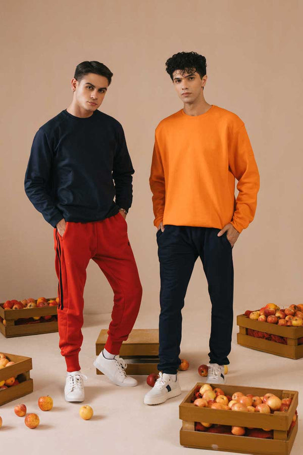 Elo Cut Label Men's Drop-Tail Fleece Sweatshirt Orange