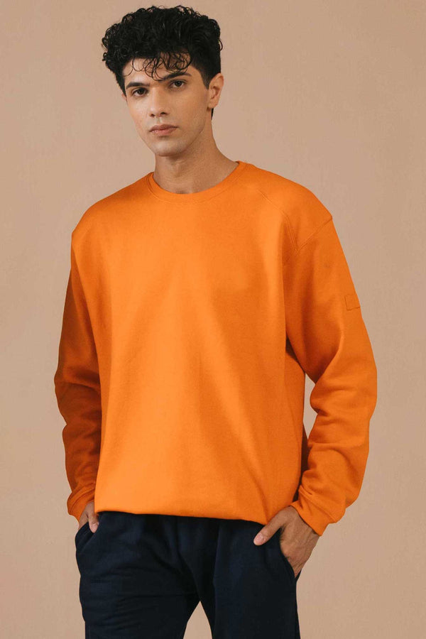 elo Cut Label Men's Drop-Tail Fleece Sweatshirt Orange