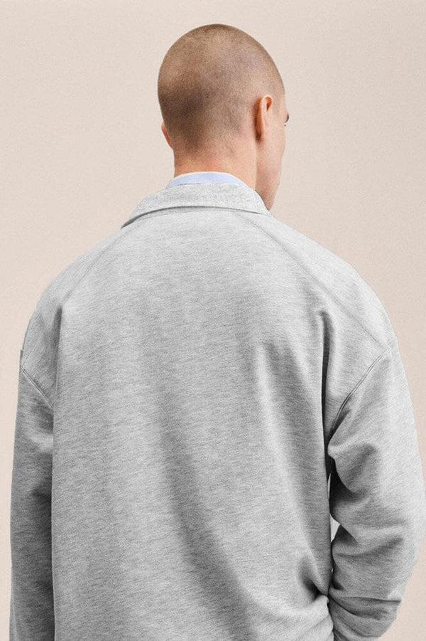 Elo Cut Label Men's Drop-Tail Long Sleeve Fleece Polo Shirt Black