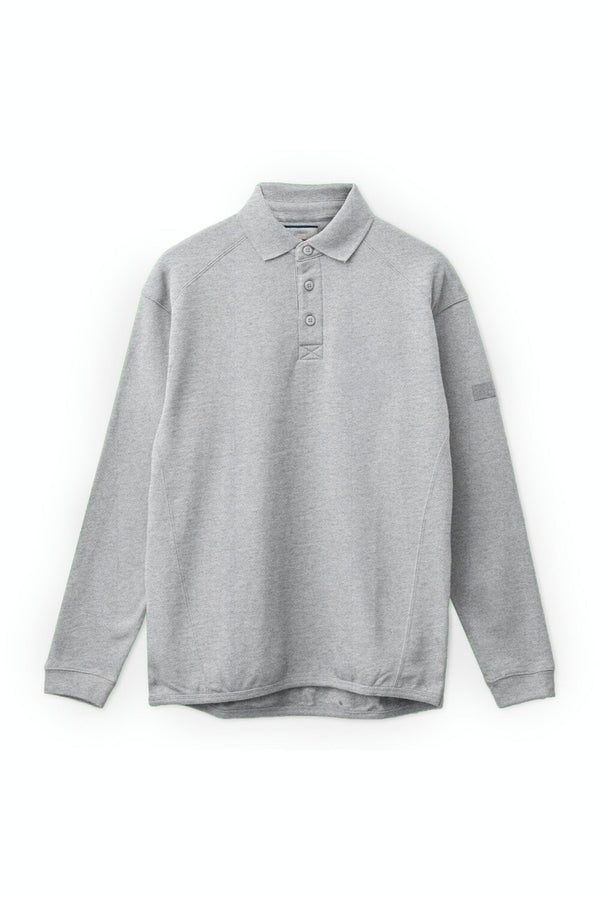 Elo Cut Label Men's Drop-Tail Long Sleeve Fleece Polo Shirt Black