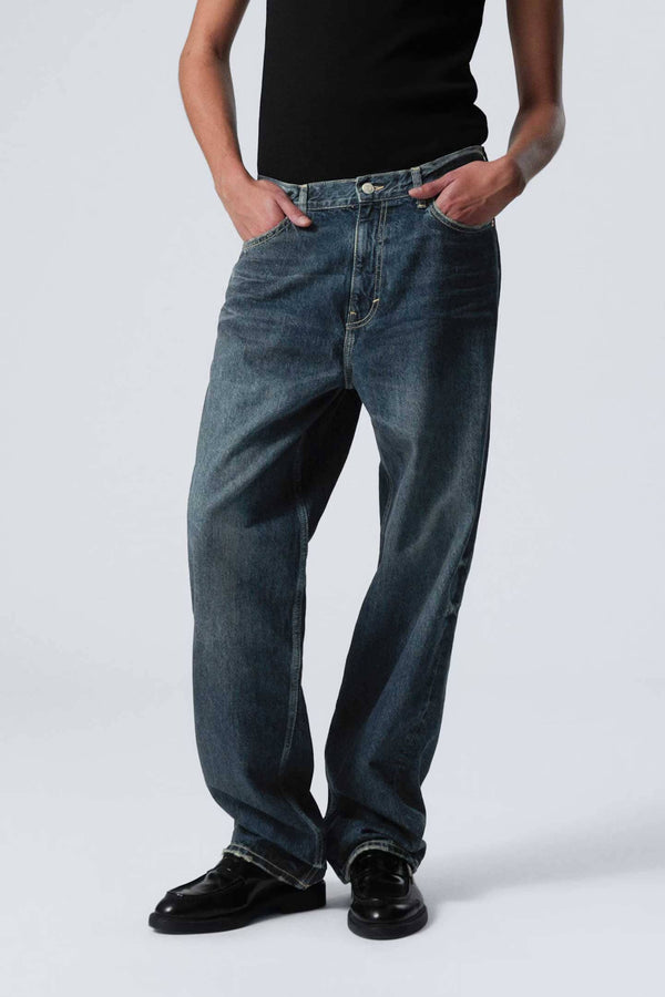 elo Cut Label Men's Galaxy Loose Straight Leg Jeans Dark Blue